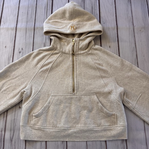 Lululemon Scuba Oversized Half Zip Hoodie Gold Zip in Bone XS/Small Women's - Picture 2 of 8